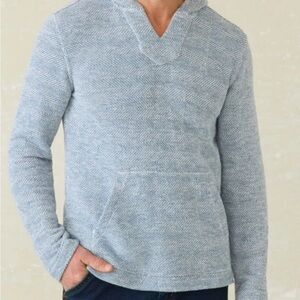 Faherty Beach Hoodie Whitewater Men’s Blue Kangaroo Pocket Organic Cotton M